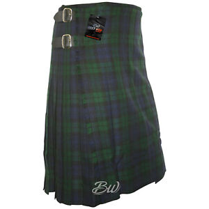 Youth Black Watch Tartan Kilts For Boys Scottish Traditional 3 Buckles/Straps