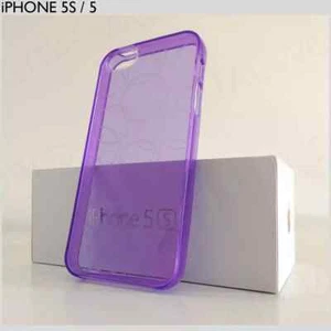 PURPLE STYLISH ULTRA THIN iPHONE 5S & 5 CLEAR CASE FASHION CIRCLE PATTERN COVER - Picture 1 of 2