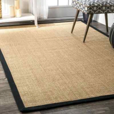 natural jute rug border with the combination of hemp, jute and sisal for home de - Image 1 of 4