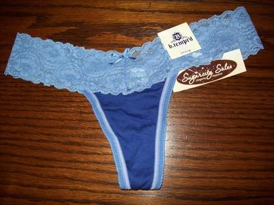 NUEVO CON ETIQUETAS B.TEMPT'D POR WACOAL ENCAJE TANGA BRAGAS ALGODÓN/MODAL 976103 507 periwinkle Foto 1 de 2