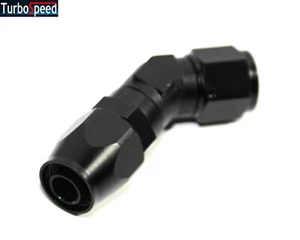 10AN AN10 Union Elbow Fitting Black 45 Degree Swivel Fuel Oil Gas Line Hose End - Picture 1 of 5