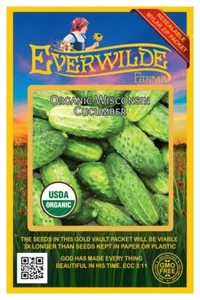 50 Organic Wisconsin Cucumber Seeds - Everwilde Farms Mylar Seed Packet - Picture 1 of 3