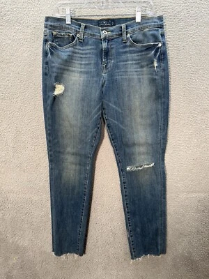 Lucky Brand Jeans Womens 14/32 Blue Charlie Skinny Stretch Distressed Preppy - Image 1 of 4