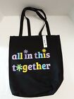 Black Graphic Canvas Reusable Tote Bag W/"All In This Together" BNWT!