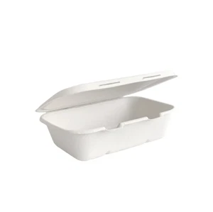300 BioPak 7,5x5x1,9" caja de comida blanca con cubierta - Imagen 1 de 3