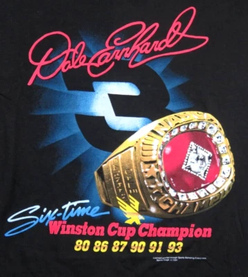 Dale Earnhardt T Shirt VTG 90s NASCAR Winston Cup 6 Time Champ Ring XL - Image 1 of 4