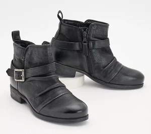 Miz Mooz Suzy Weite Leder Stiefeletten Schwarz 37 / M Neu - Bild 1 von 1