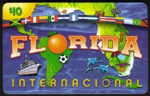 10 $. "Florida Internacional": Florida & Südamerika Karte (20 Mil) Telefonkarte - Bild 1 von 1