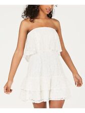 City Studio Junior's Shift Dress White Size 1 Strapless Floral Lace 353