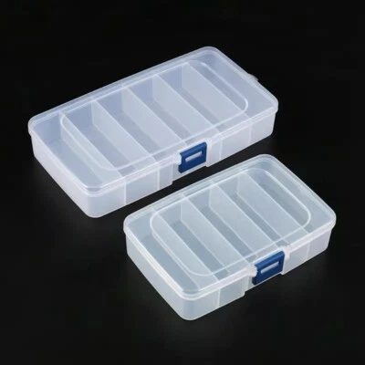 Clear Small Plastic Storage Box Jewelry Beads Organizer Case Container 5/6/Grid - Image 1 of 4