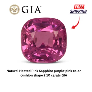 Natürlicher beheizter rosa Saphir lila-rosa Farbe Kissenform 2,10 Karat GIA - Bild 1 von 9
