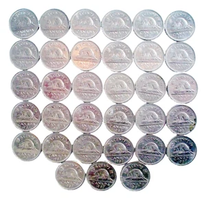 LOTE 33 CANADIENSES 5 CENTAVOS DE 1987 ***** 33 MONEDAS DE 5 CENTAVOS CANADÁ 1987 - Imagen 1 de 7