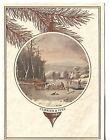 VTG CHRISTMAS Card - 7 X 5" - Currier & Ives - Cutting Frozen Ice from Lake