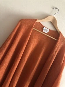 LINDA LUNDSTROM 1L-3L Canada Open Drape Orange Cardigan Poncho Sweater Top - Picture 1 of 9