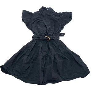 Derek Lam 10 Crosby Kleid Damen 00 schwarz Finn Rüschen Wickel Mini Stehkragen Gürtel - Bild 1 von 12