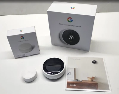 Google Nest 3rd Gen Learning Thermostat (A0013) White w/ Temperature Sensor - Image 1 of 4