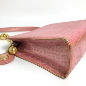 Gianni Versace Shoulder Bag Logo Gold Metal Plate Pink 18.5cm x 24.7cm x 8cm - Picture 1 of 10