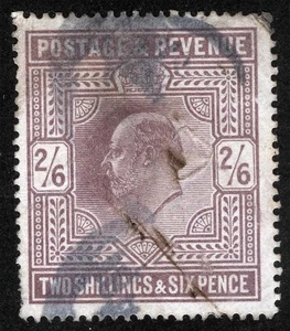 GB Sc 139 Lilac 2s/6p 1902 KE VII Part Pen Cancel & Violet Handstamp Cancel - Picture 1 of 1