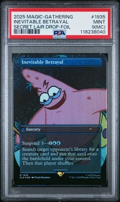 Inevitable Betrayal PSA 9 MC ERROR Foil Spongebob Secret Lair MtG Card Miscut - Image 1 of 2