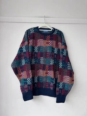 Pendleton Virgin Wool Jumper L Vintage 90s Patchwork Knit Multicolour USA Made - Image 1 of 4