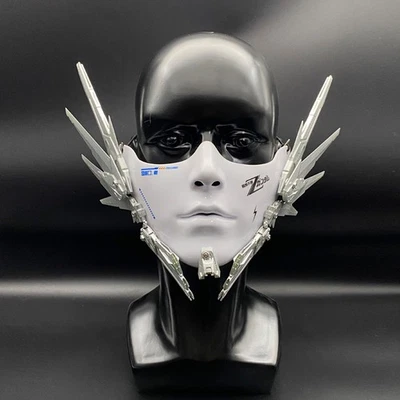 Cyberpunk Half Face Mask Technology Functional Creative Prop Red Halloween Gift - Image 1 of 4