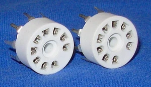 Par de nuevos enchufes de montaje de PC en miniatura de cerámica de 9 pines para 12AT7, 12AU7, 12AX7, etc. - Imagen 1 de 4