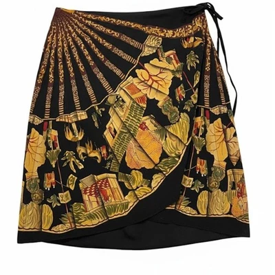 Emanuel Ungaro Silk Wrap Print Skirt Short Skirt Size 6 - Image 1 of 4