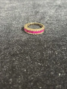 Effy 14k Rose Gold Natural Ruby & Diamond Channel Set Ladies Ring. - Picture 1 of 5