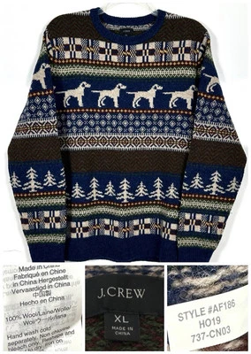 Suéter de caça J Crew 100% lã de cordeiro ilha justa pato labrador cachorro Natal GG - Imagem 1 de 4