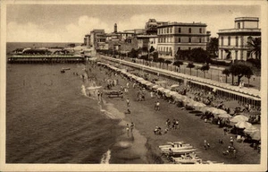 Anzio Italia AK ~1920/30 Riviera di Ponente Strand Promenade Personen Italien - Picture 1 of 1