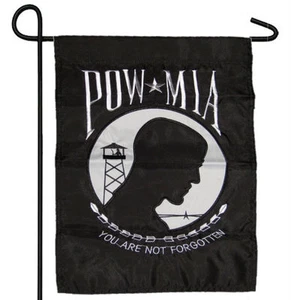 EMBROIDERED POWMIA POW MIA GARDEN BANNER/FLAG 12"X18" SLEEVED POLY - Picture 1 of 1