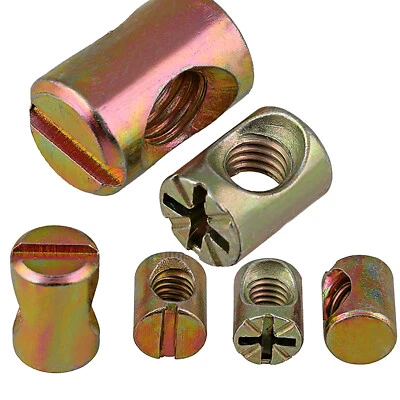 Quermutter M6 M8 Quermutterbolzen verzinkt Zylinder Mittelgewinde für Bett Möbel - Bild 1 von 4