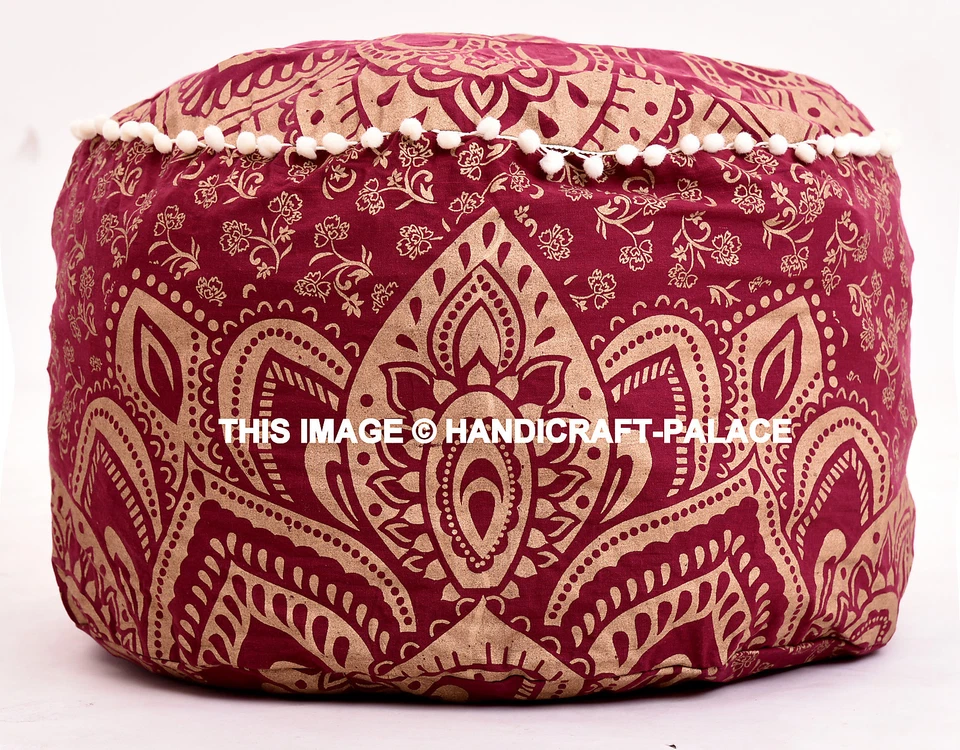22" Bohemio Indio Ombre Mandala Puf Cubierta Otomana Decoración Puf Pie Taburete Arte Foto 1 de 3