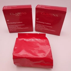 LOT OF 2 Clarins Everlasting Cushion Foundation Refill 107 BEIGE SPF 50 Sealed - Picture 1 of 5