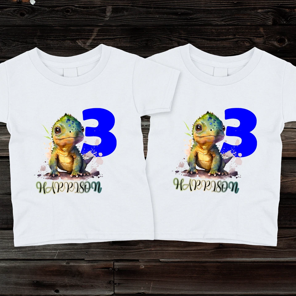 Camisetas de cumpleaños personalizadas Gecko para niños, niñas y niños pequeños Foto 1 de 1