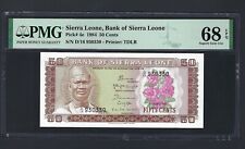 Sierra Leone 50 cents 4-8-1984 P4e Uncirculated Graded 68