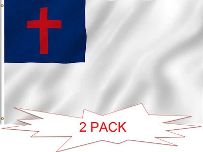 PACK DE DOS Banderas Religiosas Cristianas Poliéster 3x5 pies Interior y Exterior 100D Foto 1 de 2