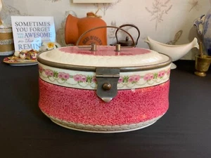 Raro Antiguo Cerámica Galleta Alemana Barril Tapa Bisagras, Rosa Floral - Extranjero - Imagen 1 de 14
