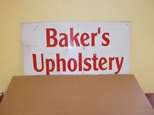 VINTAGE POLSTERSCHILD DOPPELSEITIG BÄCKER WERBUNG AUTOMÖBEL - Bild 1 von 13