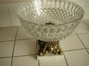 Vintage Beautiful Chrystal Vase with Bronze & Marble Base 8” round by 8” tall - Picture 1 of 8