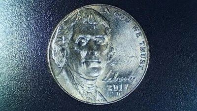 2017 D Jefferson Nickel ERROR coin Doubling on obverse and Reverse - Image 1 of 4