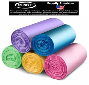 2 Gallon Color Garbage Bags Bathroom Trash Can Liners (150 count, 3 Colors) - Picture 1 of 10