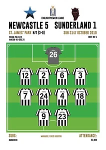Newcastle 5 Sunderland 1 A4 Match Print - Picture 1 of 1