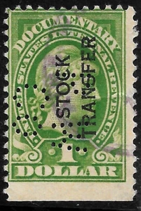 US 1921 #RD12d DOCUMENTARY REVENUE/ STOCK TRANSFER $1🔥🔥USED PERFIN - Picture 1 of 2