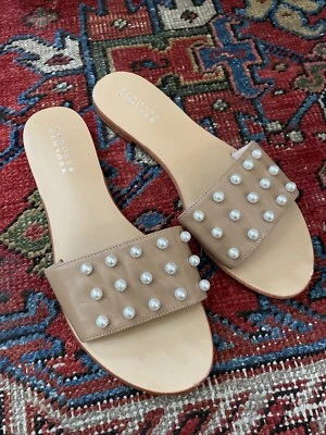 SANDALIAS SIN CORDONES BARNEYS NEW YORK CUERO MARRÓN PERLA MULAS PLANAS TALLA 9 Foto 1 de 4