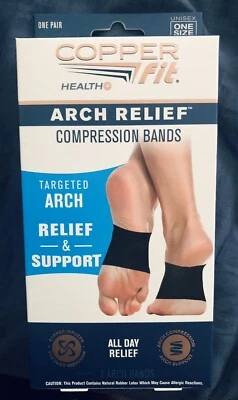 New Copper Fit Arch Relief Foot Compression Bands Unisex One Size Fits Most - Image 1 of 4