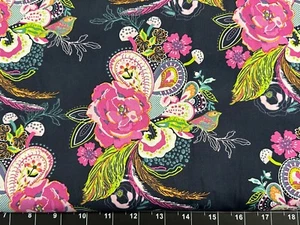 Tina Scrap 9"x21" Floral Bird Spring Rose Easter Paisley Flower Fabric Cotton - Picture 1 of 1