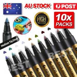 10 Colors Acrylic Paint Pens Sets Fine Art Marker Metal Glass Rock Waterproof AU - Picture 1 of 12