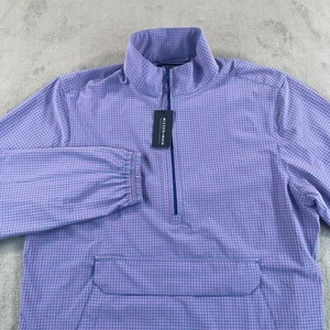 Mizzen Main 1/4 Zip Leeward Pullover Men Small Pink Blue Golf Performance NWT - Picture 1 of 9