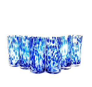 Williams Sonoma Aerin Lauder Blue Confetti Highball Glasses Set of 6 NEW - Picture 1 of 5